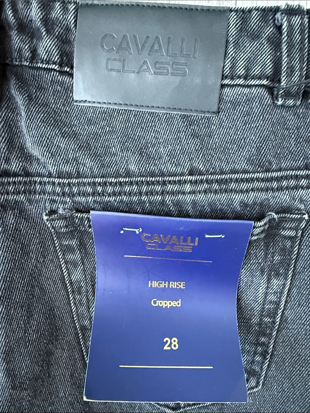 NWT Roberto Cavalli Class Black Wash High Rise Straight Leg Jeans - Picture 7 of 7